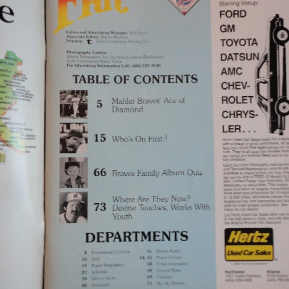 1985 Atlanta Braves Official Program, Volume 20, No. 3 - Picture 3 of 8